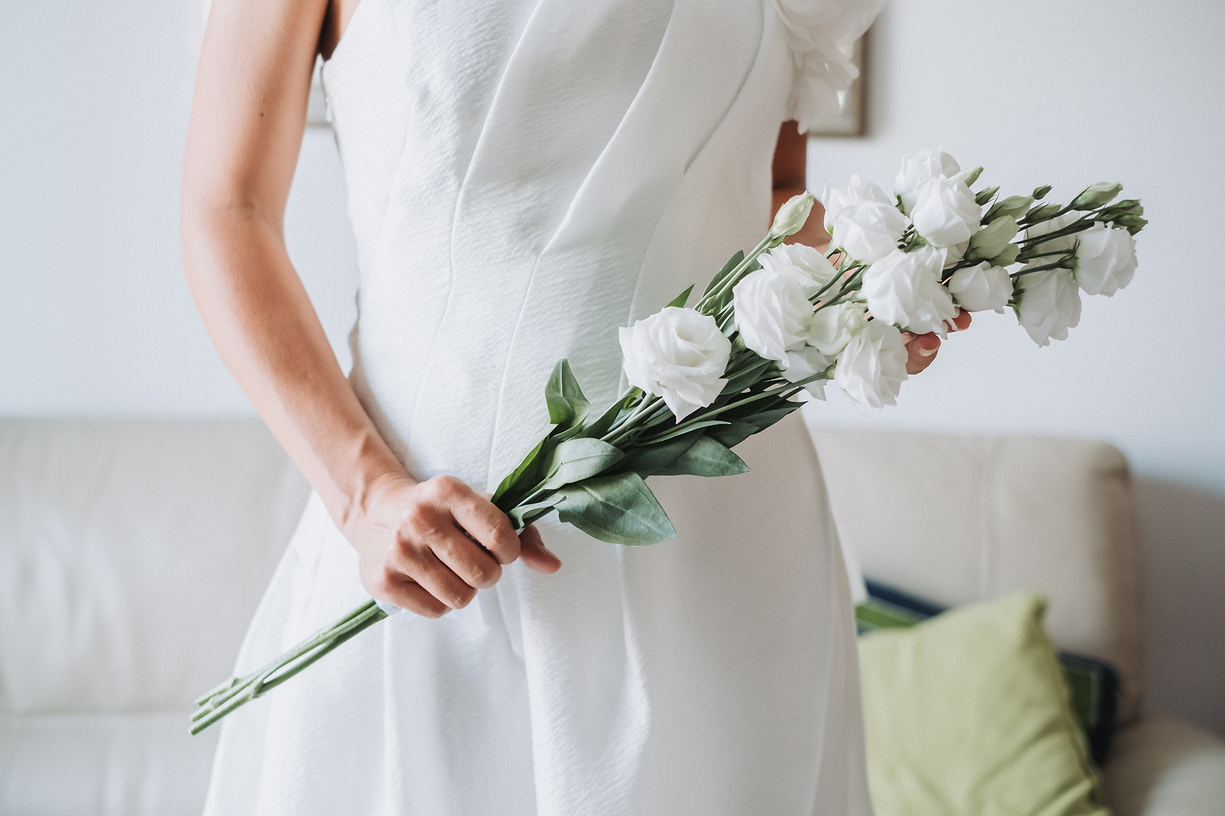 bouquet sposa bianco lungo lisianthus